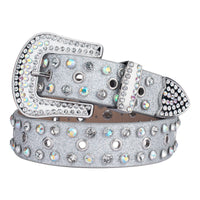 Grommet Silver Crystal Rhinestone Western Belt