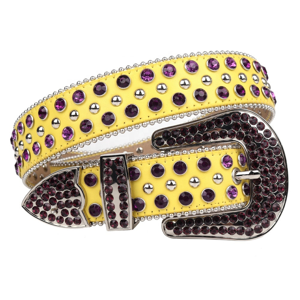 Round Rivet Crystal Rhinestone Western Belt