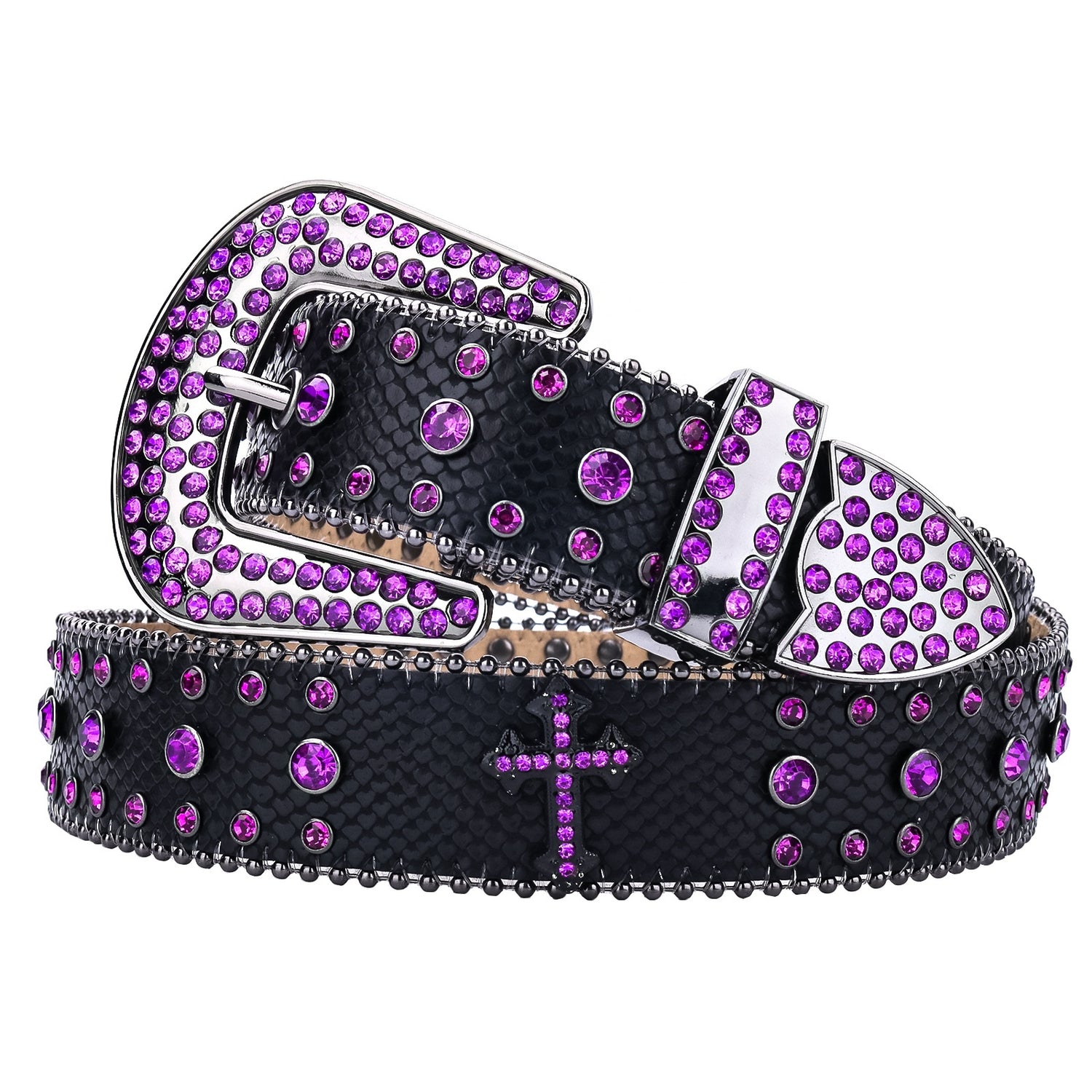 Purple Cross Crystal Rhinestone Western Belt