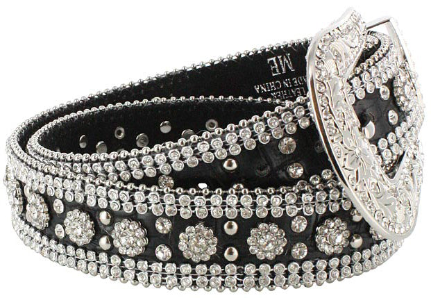 Floral Concho Engraved Silver Western Belt