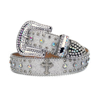 Silver Cross Crystal Rhinestone Western Belt