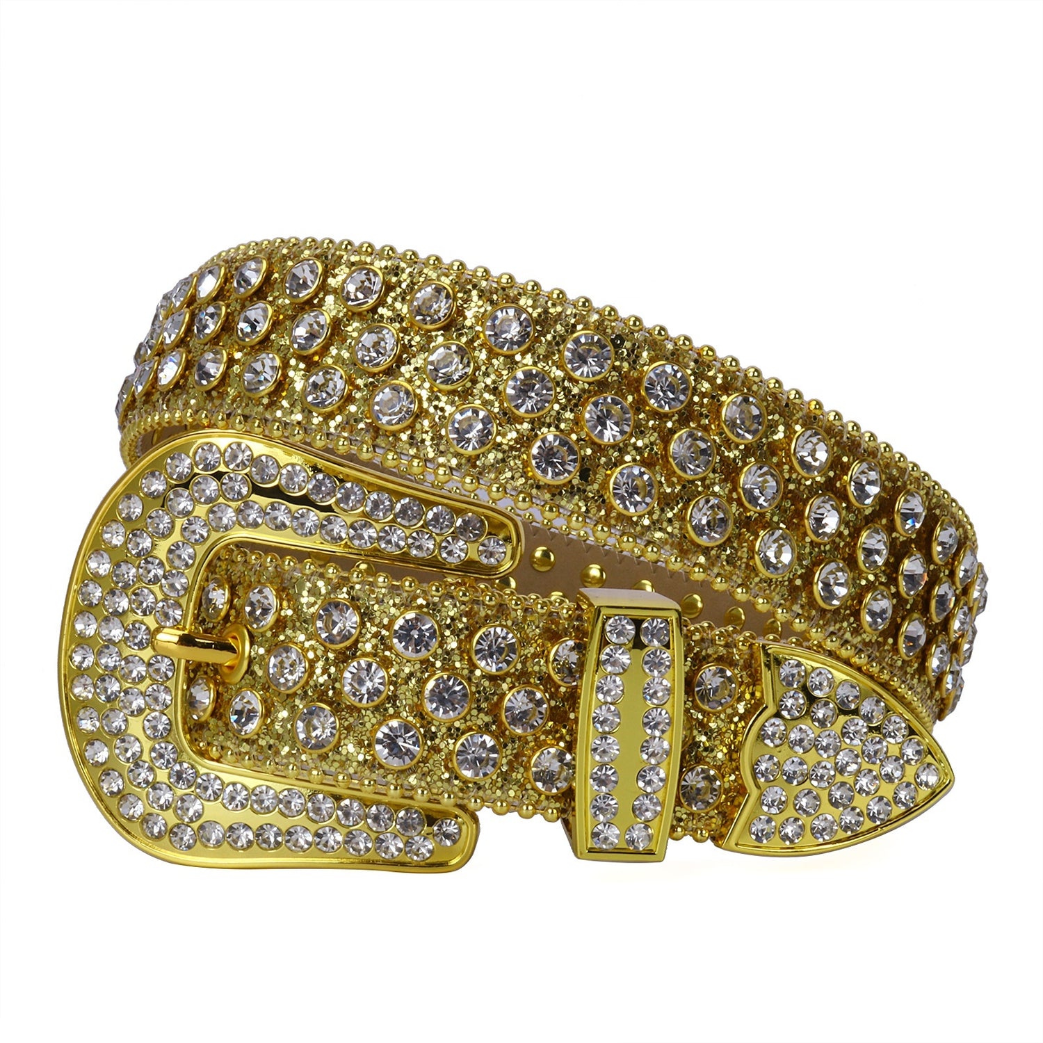 Tone-Matched Crystal Rhinestone Western Belt with Sparkle Buckle