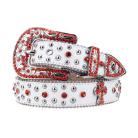 White & Orange Cross Crystal Rhinestone Western Belt