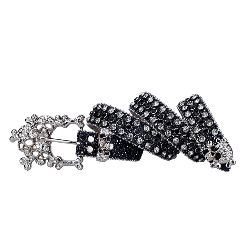 Skull & Crossbones Crystal Rhinestone Western Belt