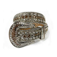 Full-Studded Crystal Rhinestone Western Belt with 3-Piece Silver Buckle