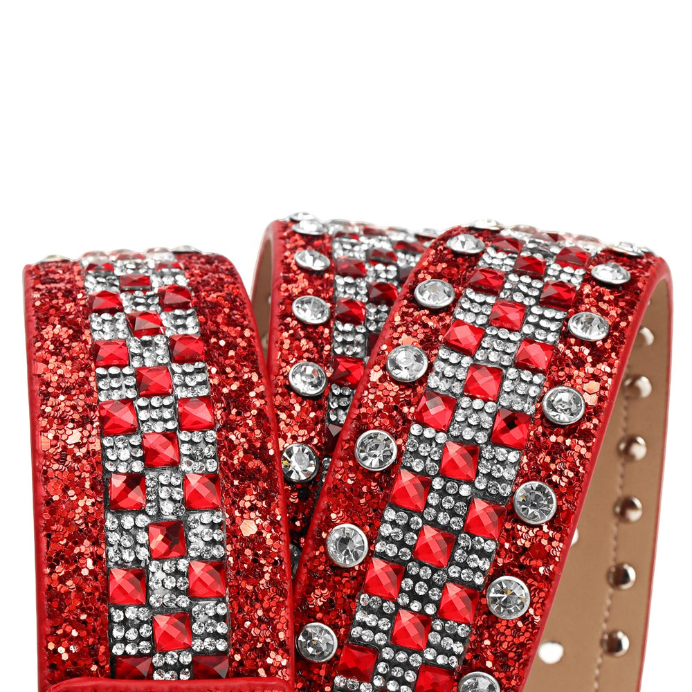 Checkerboard Red Crystal Rhinestone Western Belt