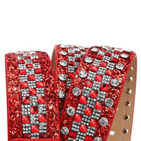 Checkerboard Red Crystal Rhinestone Western Belt