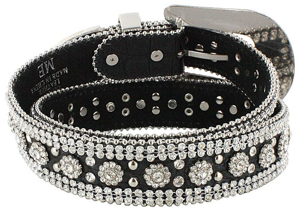 Floral Concho Engraved Silver Western Belt