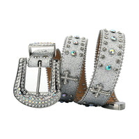 Silver Cross Crystal Rhinestone Western Belt