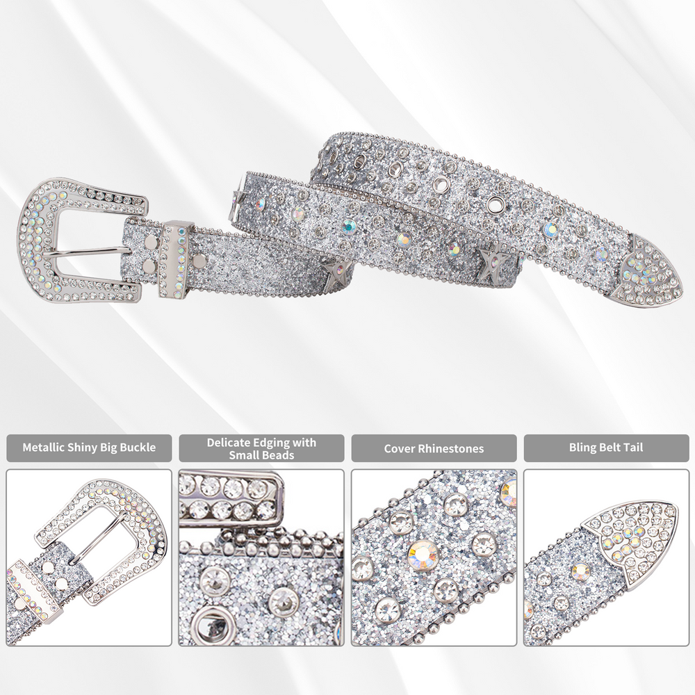 Star Concho Iridescent Crystal Rhinestone Western Belt