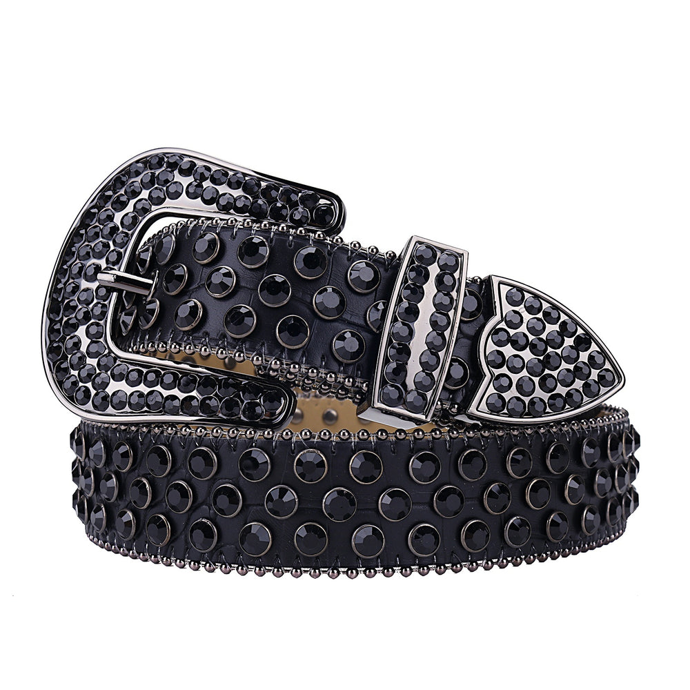 All-Black Crystal Rhinestone Western Belt