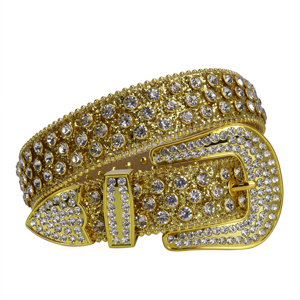 Tone-Matched Crystal Rhinestone Western Belt with Sparkle Buckle