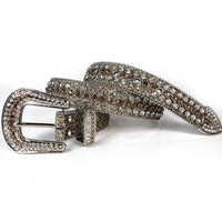 Full-Studded Crystal Rhinestone Western Belt with 3-Piece Silver Buckle