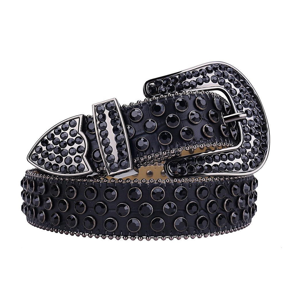 All-Black Crystal Rhinestone Western Belt