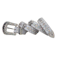 Silver Cross Nail-Studded Crystal Rhinestone Western Belt