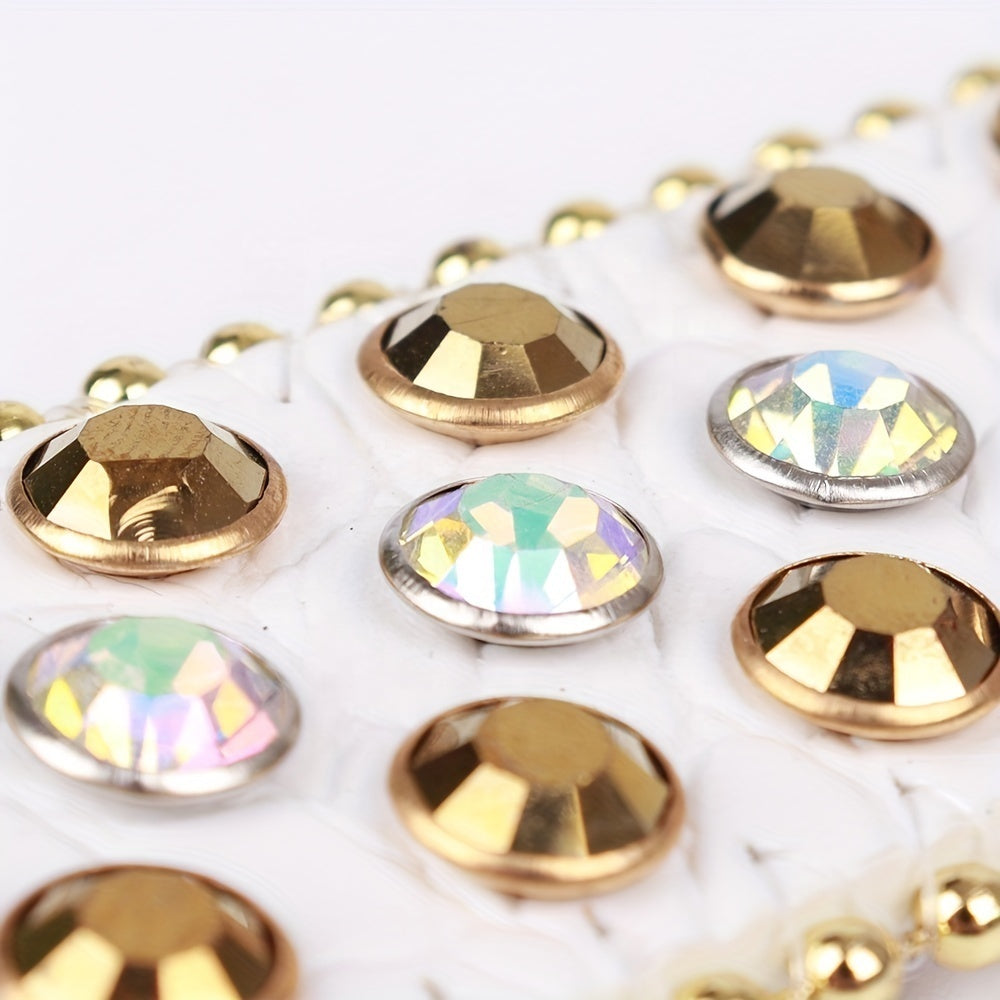 White & Gold Crystal Rhinestone Western Belt
