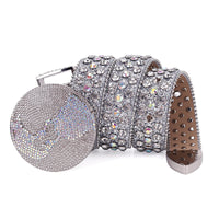 Round Earth Crystal Rhinestone Western Belt with AB Buckle
