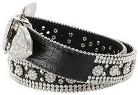Floral Concho Engraved Silver Western Belt