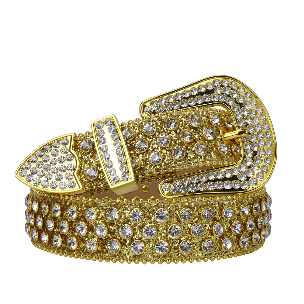 Tone-Matched Crystal Rhinestone Western Belt with Sparkle Buckle