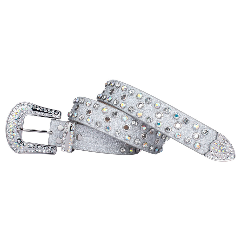 Grommet Silver Crystal Rhinestone Western Belt