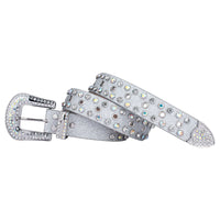Grommet Silver Crystal Rhinestone Western Belt
