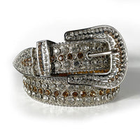 Full-Studded Crystal Rhinestone Western Belt with 3-Piece Silver Buckle