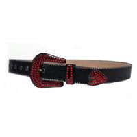 Snakeskin-Texture Western Belt with Rhinestone Buckle