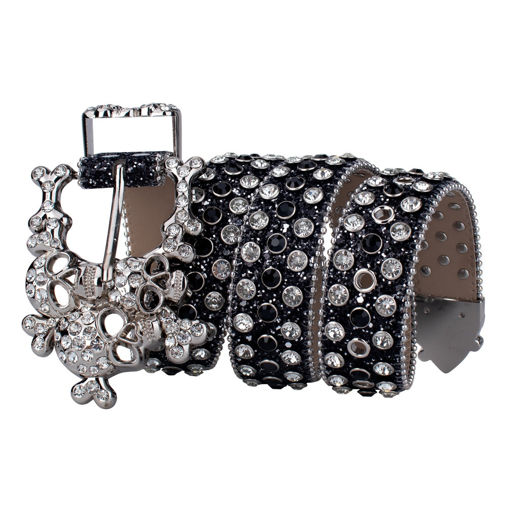 Skull & Crossbones Crystal Rhinestone Western Belt