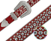Crocodile Leather Western Belt with Gemstone D-Ring Buckle