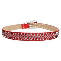 Checkerboard Red Crystal Rhinestone Western Belt