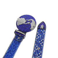 Navy Globe Crystal Rhinestone Western Belt