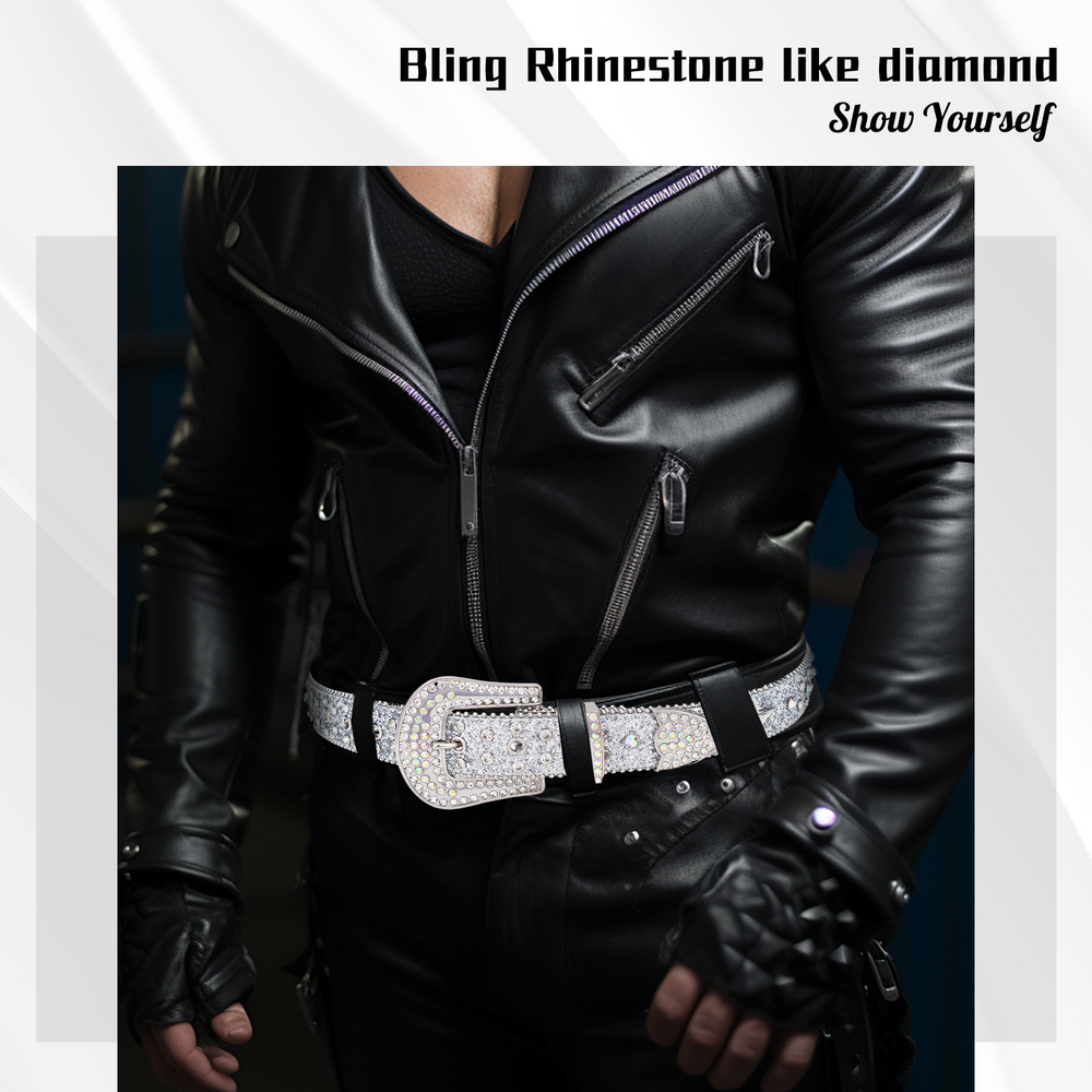 Star Concho Iridescent Crystal Rhinestone Western Belt
