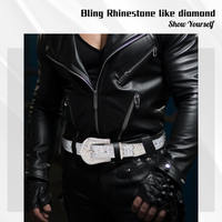 Star Concho Iridescent Crystal Rhinestone Western Belt