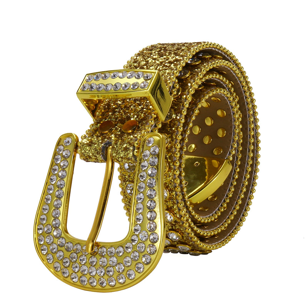 Tone-Matched Crystal Rhinestone Western Belt with Sparkle Buckle