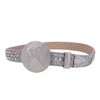 Round Earth Crystal Rhinestone Western Belt with AB Buckle