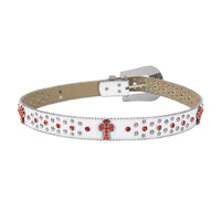 White & Orange Cross Crystal Rhinestone Western Belt