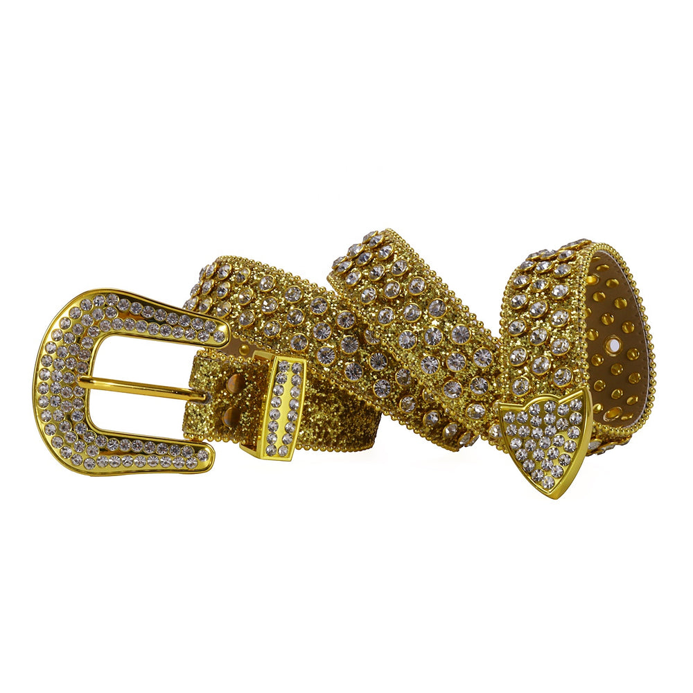 Tone-Matched Crystal Rhinestone Western Belt with Sparkle Buckle