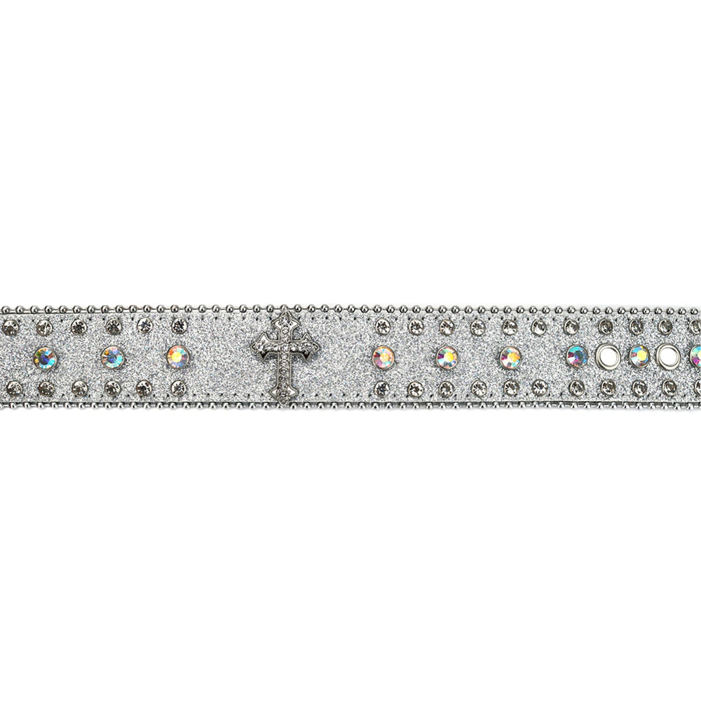 Silver Cross Crystal Rhinestone Western Belt