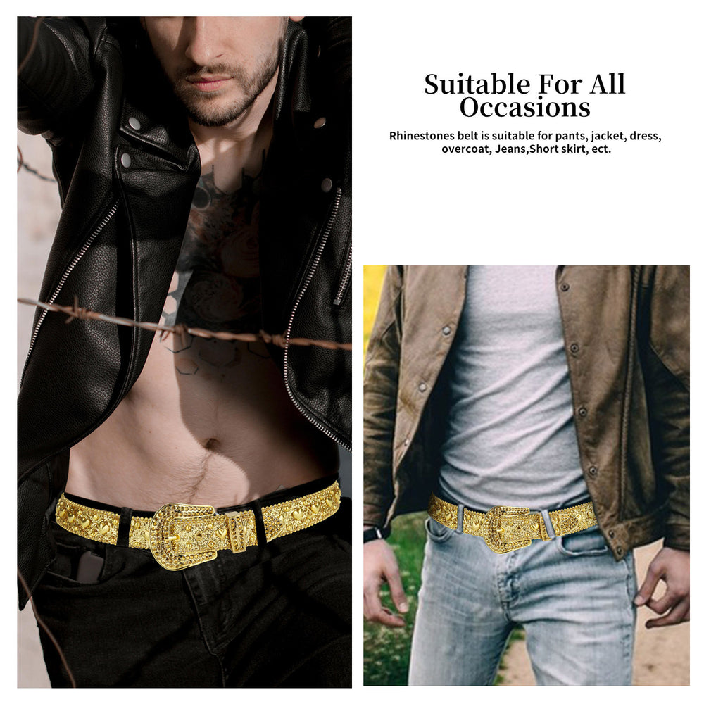 Gold Heart Crystal Rhinestone Western Belt