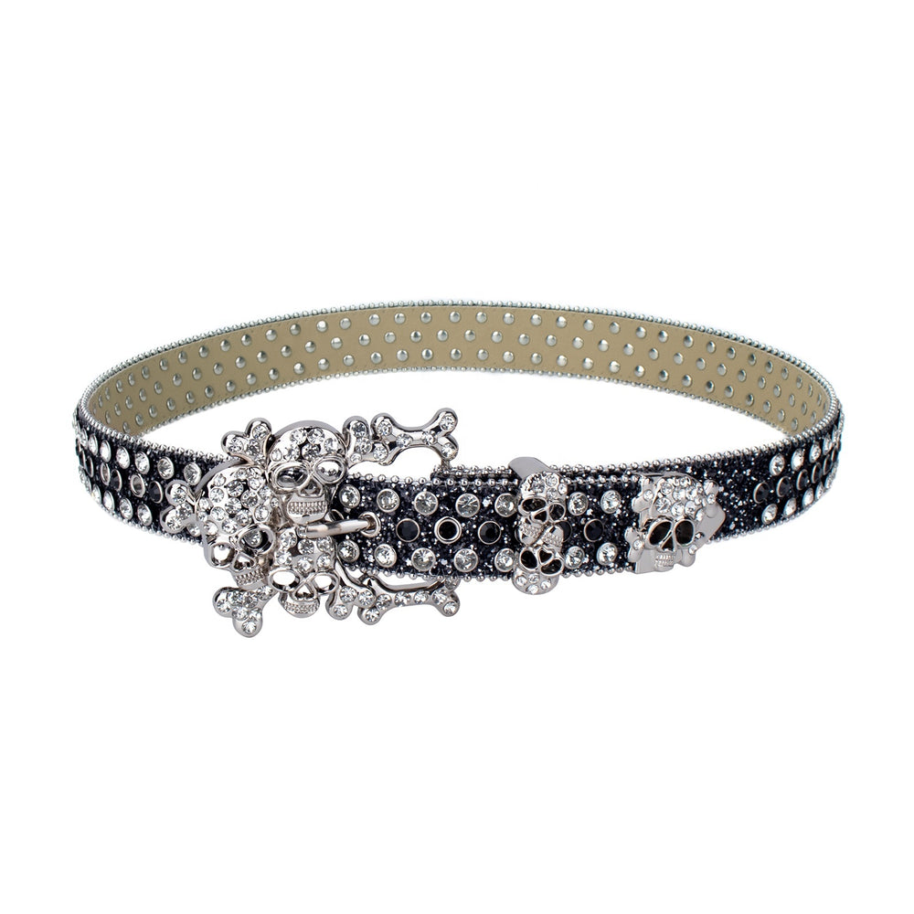 Skull & Crossbones Crystal Rhinestone Western Belt