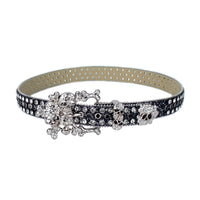 Skull & Crossbones Crystal Rhinestone Western Belt
