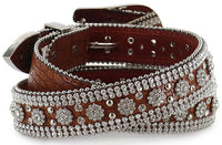 Floral Concho Engraved Silver Western Belt