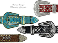 Crocodile Leather Western Belt with Gemstone D-Ring Buckle