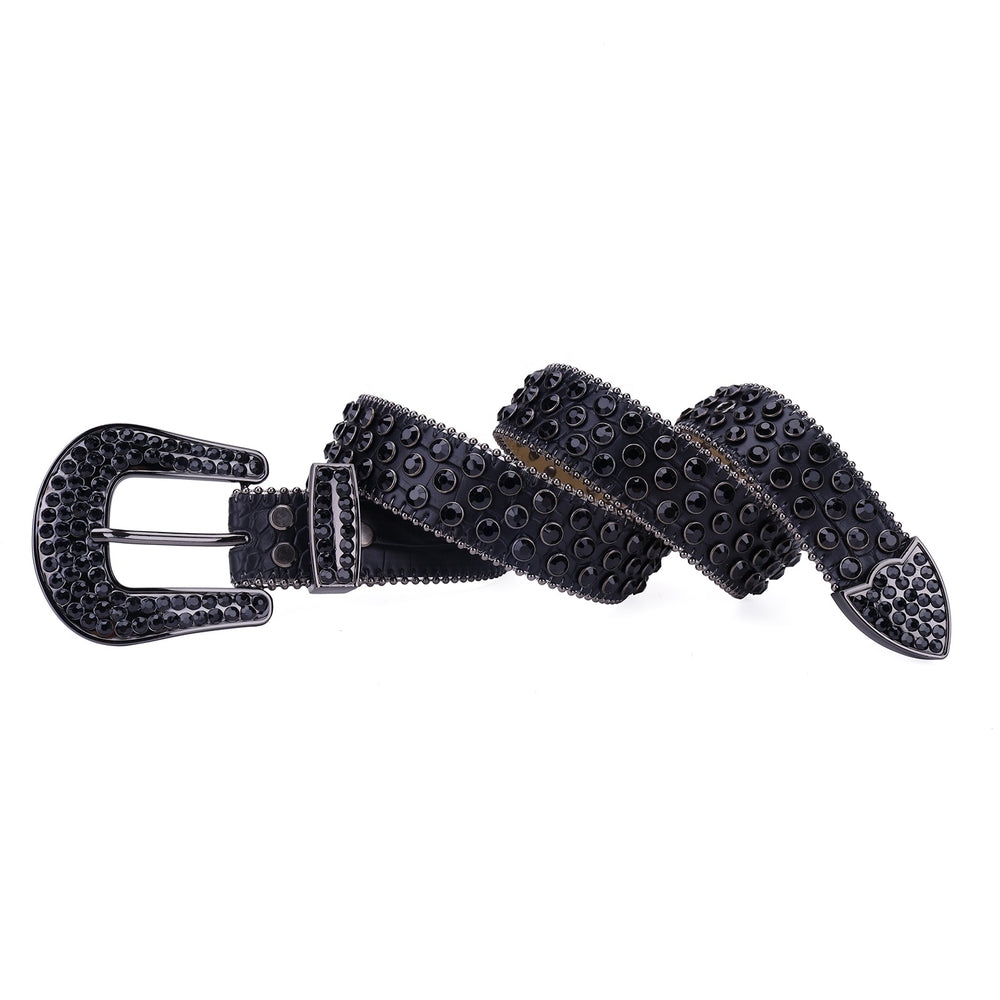 All-Black Crystal Rhinestone Western Belt