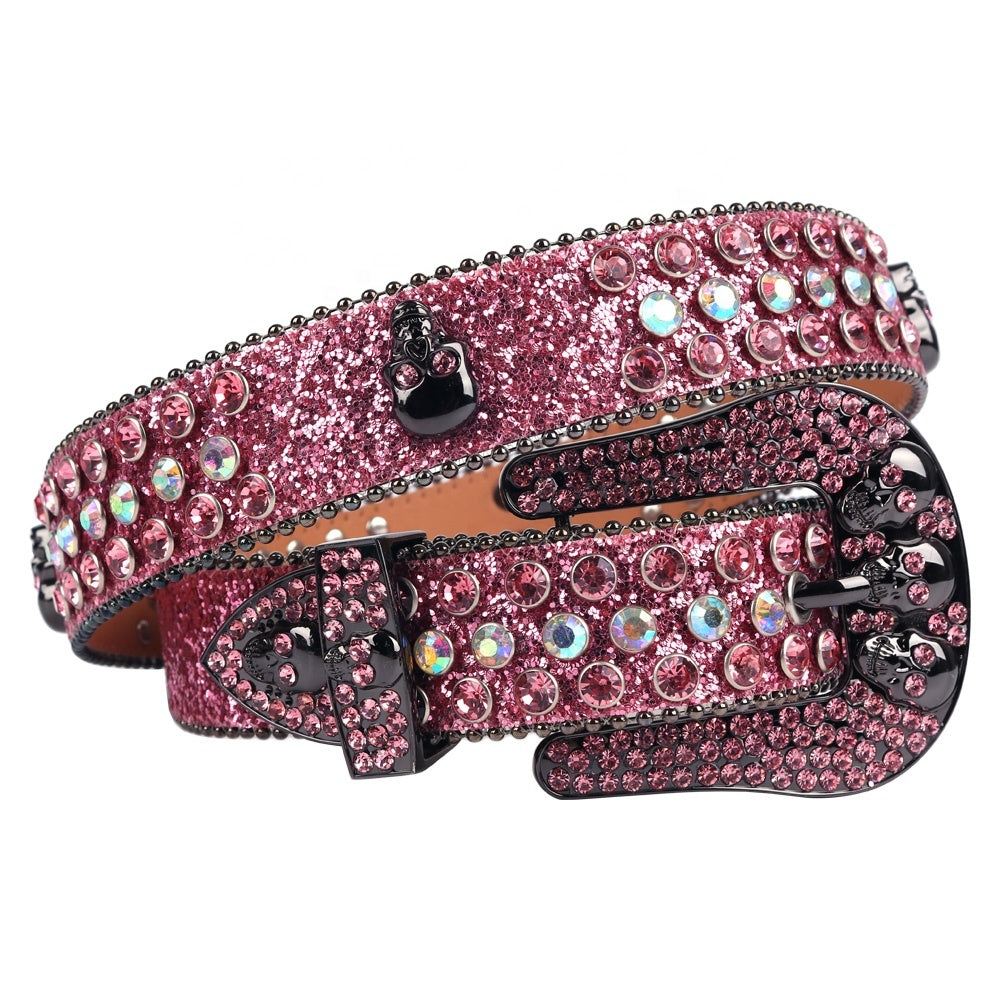 Pink Skull Concho Crystal Rhinestone Western Belt