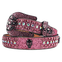 Pink Skull Concho Crystal Rhinestone Western Belt