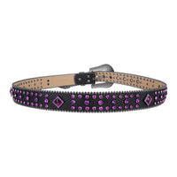 Purple Crystal Rhinestone Western Belt with Snakeskin Texture