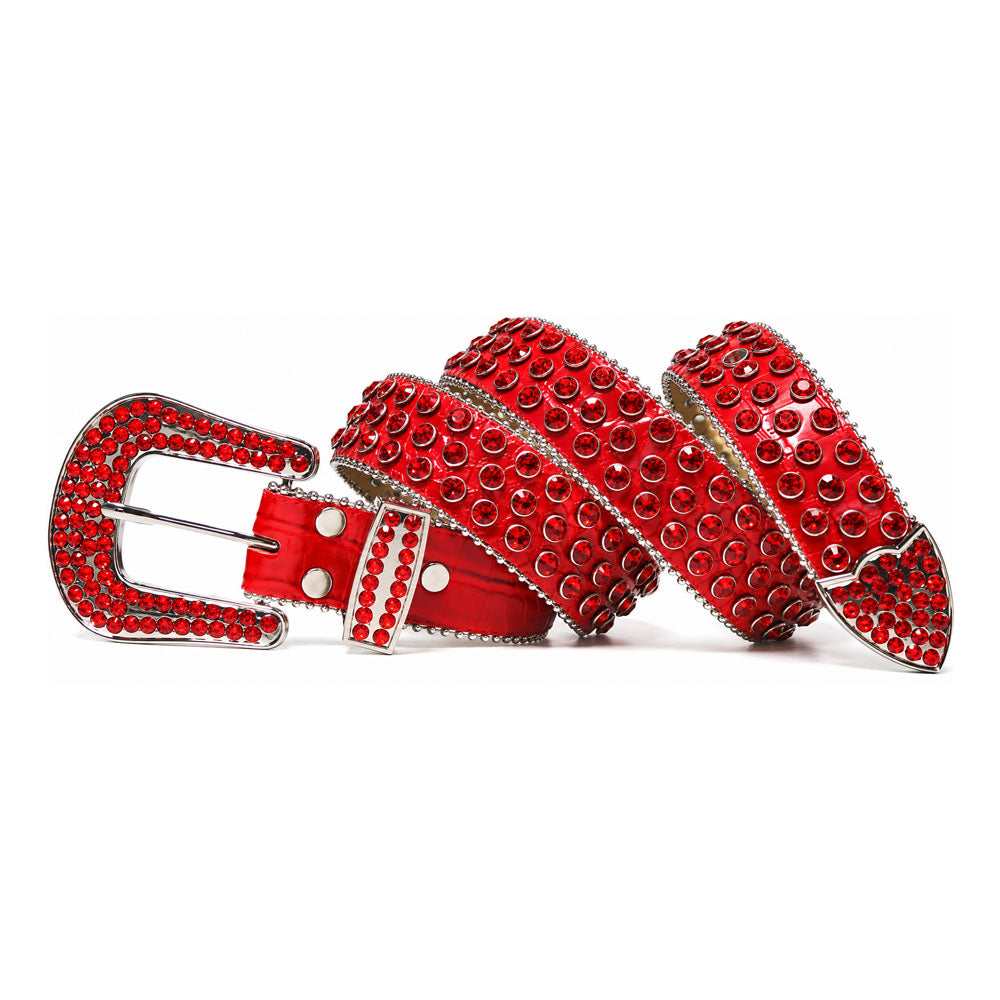 Red Croc Rhinestone Belt with Red Crystals - RED-001 - image 2