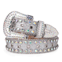 Silver Iridescent Crystal Rhinestone Western Belt