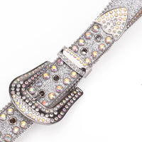Silver Iridescent Crystal Rhinestone Western Belt